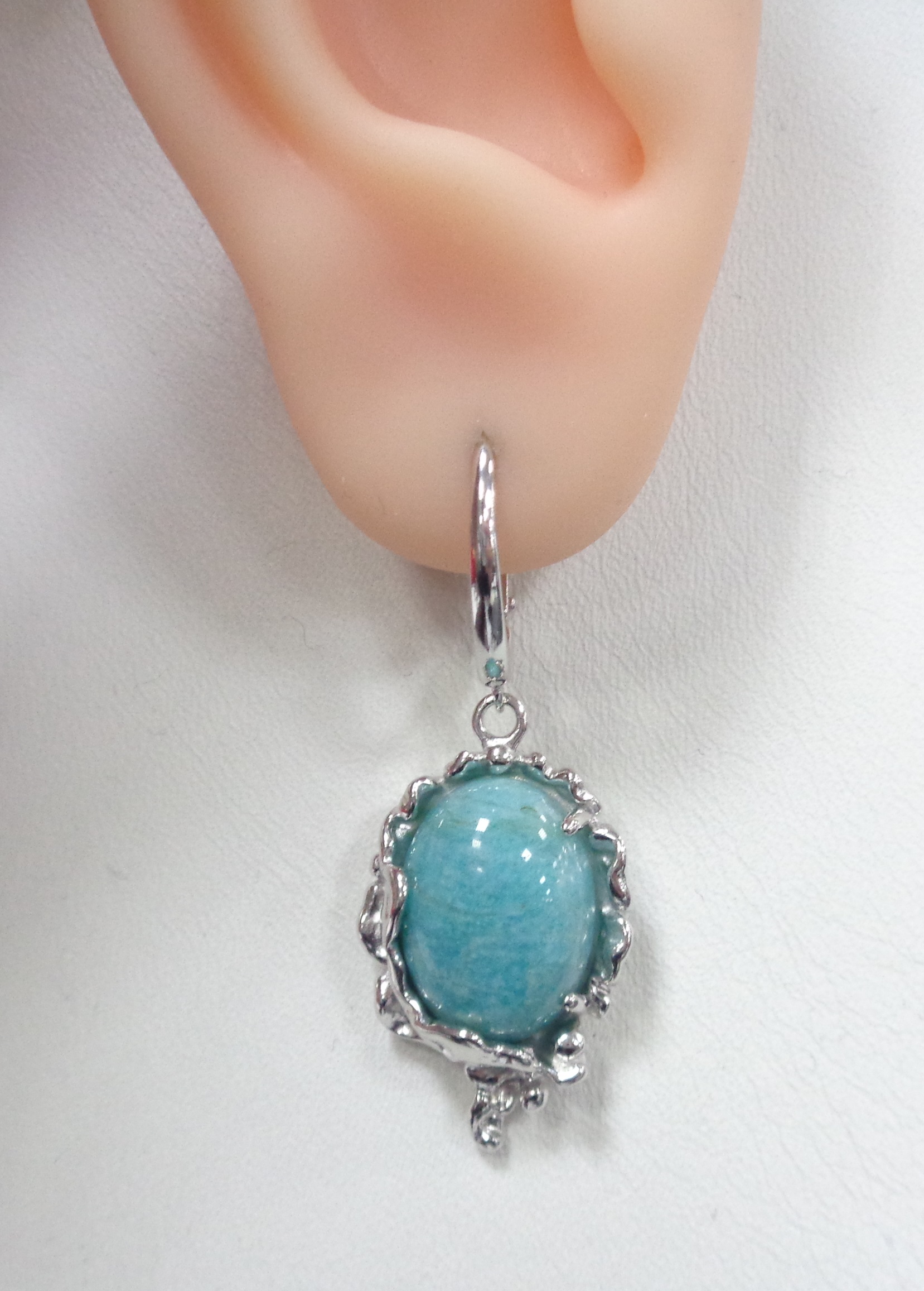 Серебряные серьги с амазонитами